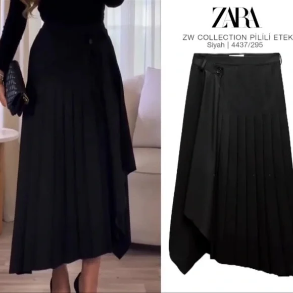 Zara Elegant Black Asymmetrical Skirt